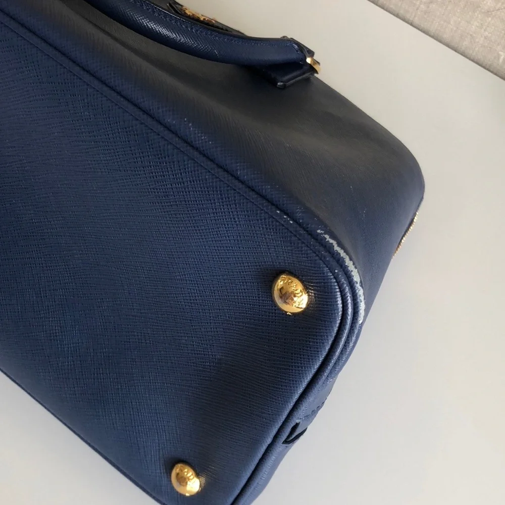 PRADA authentic blue saffiano luxe leather small satchel - Picture 9 of 11